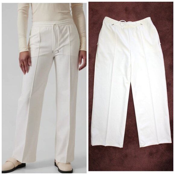 Athleta Endeavor Wide Leg white Women Pant Size 12 Drawstring elastic waist - Picture 1 of 12
